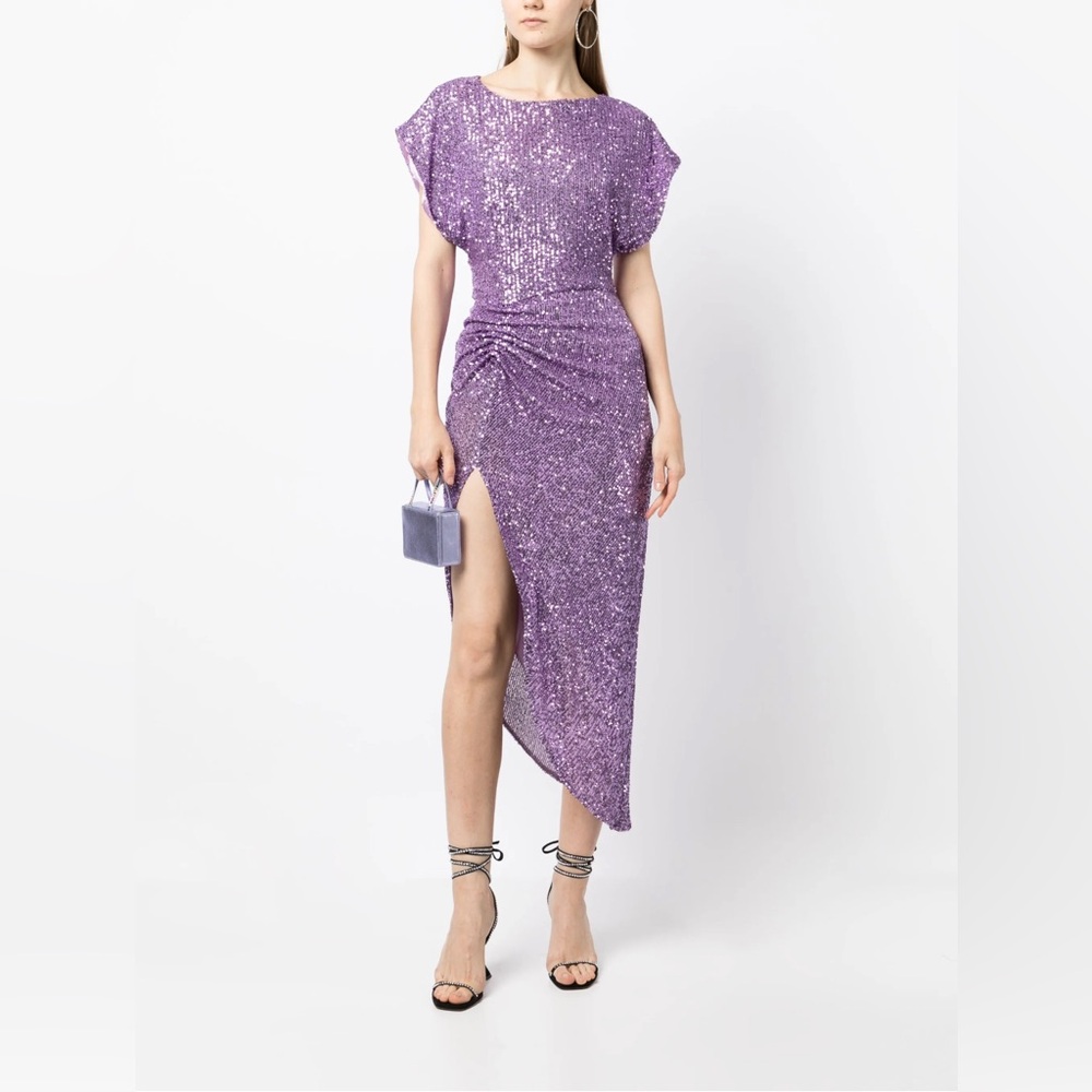 In The Mood For Love Women's Purple Bercot Sequin Ruched High-Low Dress Size M